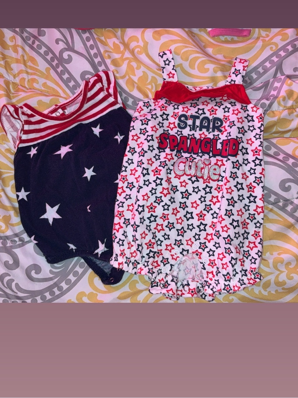 Red & Navy Star Print Baby One-Piece Rompers - 2-Pack